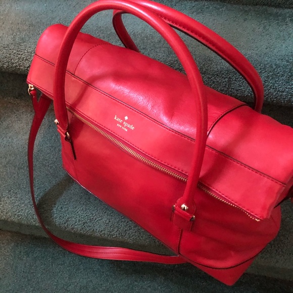 Kate Spade Red Leather Travel Bag - Picture 2 of 7